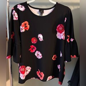 Worthington black floral blouse, XL